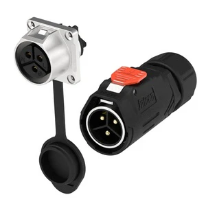 For Jnicon MJ24 Industrial Power Connector 2/3 Pin Circular Panel Mount Nylon Housing 50A Copper Contact Male Plug Female