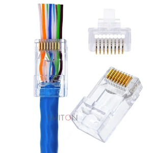 3 Prong Ethernet Ends Open Plug RJ45 CAT5 CAT6 Pass Through Connectors