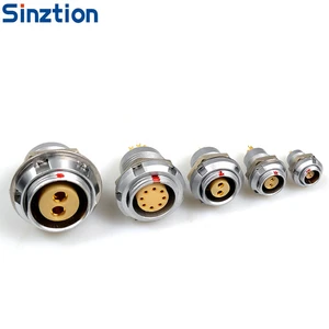 ECG Series 90° Elongated Straight Bent Pin PCB Solder-Type Double Nut Receptacle Push-Pull Self-Locking Circular Connector