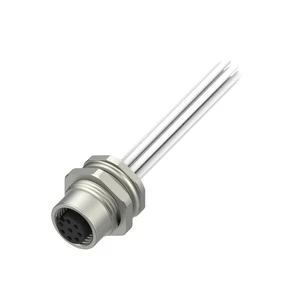 Marvtech Metal Housing A-code 8 Pin Female M12 Rear Mounting Receptacle Connector With Wire