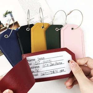 Modern Faux Leather Travel Identity Tag Privacy Protection Sleeve Stainless Steel Wire Loop Bulk Wholesale for Airline Baggage