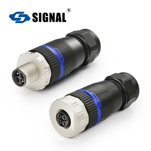SIGNAL M12 F-Coding Aerospace Connector Assembly Screw Lock Male/Female IP68 Rated 16A 63V 4-Pin Copper Gold Plating PA66+GF
