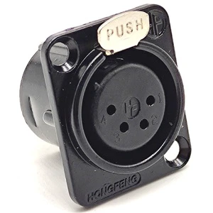 D Type Metal Panel Mount 4 Pin XLR Female Audio Video Connector for Speaker Microphone Audio Video Connectors