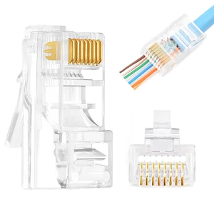 UTP Pass Through 8P8C RJ45 Cat5/Cat5e/Cat6 Ethernet Network Connectors Plug for Network