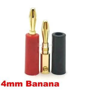 1 Set 4mm Banana Plug Connector Red+Black Amplifier Speaker Terminal Binding Post Solder-free Banana Socket Connector