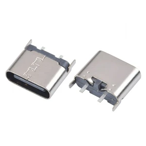 USB Type-C 2Pin Female Connector 6.8mm Length DIP Vertical Mount 3.0A Max Current 10,000 Cycles Durability