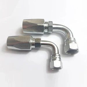 Carbon Steel JIC Female Thread 90 Bent Tube Reusable Hydraulic Hose Ferrule Fittings