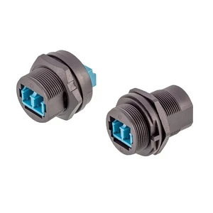 IP67 Waterproof Network Connector Threaded Fiber Optic FDDI Single Mode Double Core SC LC Panel Front Mount Female Receptacle