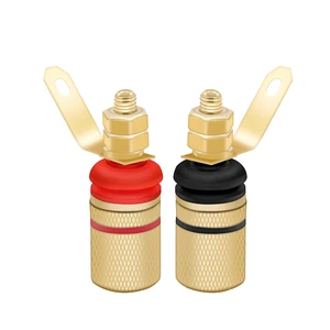 Custom Gold-Plated Brass M12 Adapter Male/Female Round Banana Socket Terminal 4mm Banana Plug Wire Connection Amplifier Speaker