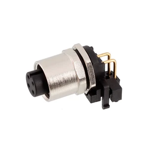 M12 angled female back mount socket PCB type panel mount connector