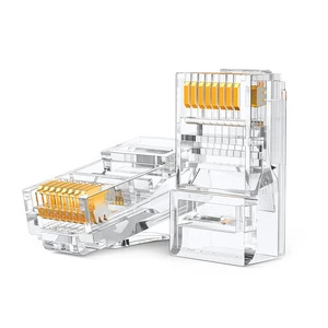 Ethernet Pass Through RJ45 Rj45 Connector CAT5e CAT6 CAT6a UTP 8P8C Gold Plated Network Modular Connector Plug