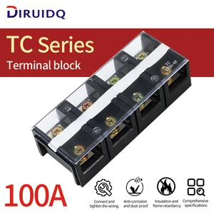 TC-1003 100A 600V Brass Bolt Connection Barrier Terminal Block >30 AWG Conductor 2-5 Poles for Industrial Applications