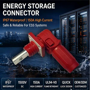 Battery Connector 200A Quick Terminal 1500V Copper Contact Nylon Housing 1P IP67 Male/Female Power Energy Storage Systems