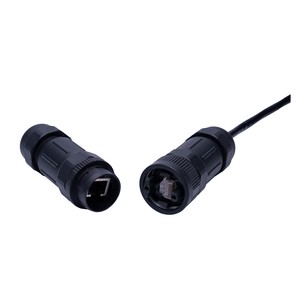 Shielded STP IP67 Waterproof Cat5e 1 Gbps RJ45 Push Lock Connector with Gold-Plated Contacts for CCTV Panel Mount