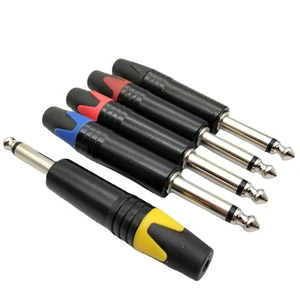 6.5mm Micro 6.35mm Copper MCX Connector Gold Plated 3 Pole 1/4 Jack Mono Male TS Plug Silver Microphone Jack for DIY Projects