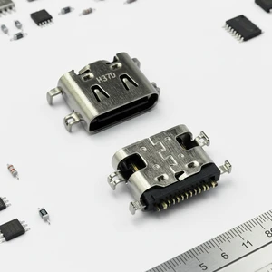 USB Type-C Female Connector High Quality 16-Pin Stainless Steel USB Socket 5V 5A