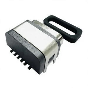 Waterproof Stainless Steel USB Type-C 6PIN Female Socket Board Mount USB3.1 Power Connector Horizontal Plug 5A Rated