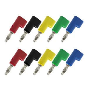 4mm Male Right Angle Stacking Banana Connector With Composite Cable Without Welding Plug