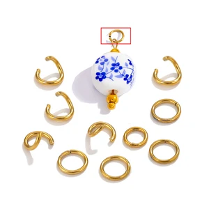 Stainless Steel 18K Gold Vacuum Electroplating Non-fading Open Circle DIY Fashion Jewelry Necklace Connector Accessories