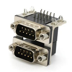 DB Right Angle 09P Serial Port DB9 Male Plug VGA D-SUB Connector