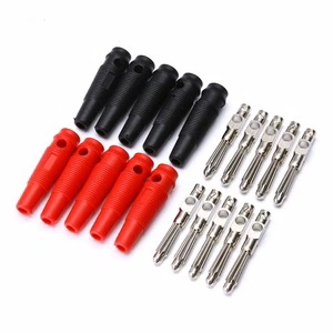 Electrical Red Black 4mm Banana Connector Copper Male Solderless Screw Stackable Banana Plugs Connectors