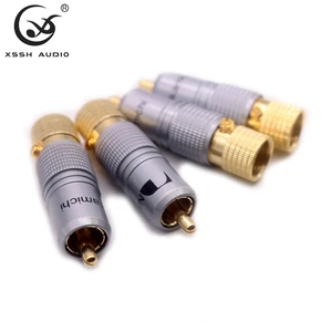 RCA Plug Adapter YIVO XSSH Audio HIFI DIY OEM ODM Brass Plating 24K Gold Male RCA Jack Connectors for 10mm Signal Cable Wire
