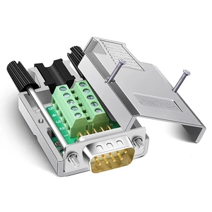 DB9 Breakout Connector, Solderfree Metal Shell RS232 D-SUB Serial to 9-Pin Port Terminal Male Breakout Board Adapter