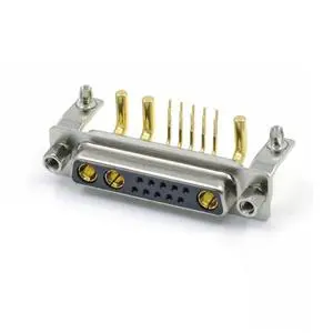 High Current 13W3 D-SUB Connector Female Gold Plated 90 Degree Right Angle PCB Mount Power Connector for Industrial Equipment