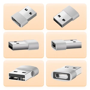 Portable Audio Converter USB-A 2.0 Male to USB-C Female Adapter Data Transfer Connector for Laptop Gaming LED Cameras