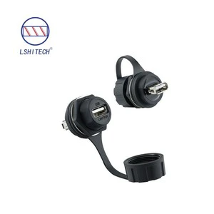 Lshitech Industrial Grade USB Female Waterproof Connector With Nylon Housing, Solder and Straight-Through USB Circular Connector