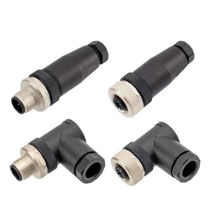 Hot-selling M12 Plastic Straight Angled Assembled Connectors 2 3 4 5 6 8 12 17 Pins a B D Male Female PG7 PG9 Metal Connectors