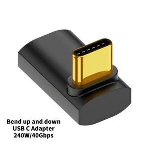 High Efficient PD 240W 40Gbps Type C Male to Type-C Female Adapter ABS USB4.0 Data Conversion Connector for 8K 60Hz Laptop Phone