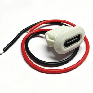 2 Pin USB-C Type Waterproof USB Connector Direct Compression Female Base Female Socket Charging Interface With Welding Wire