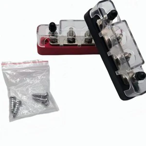 Bus Bar Battery Power 150A 12V-48V M5 SET 4-Pole Brass Terminal Block Post Stud Black Truck RV Yacht Car Camper Accessories