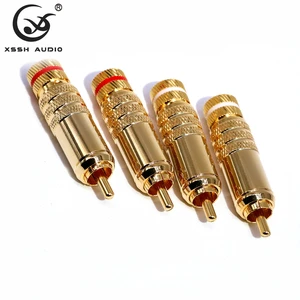 RCA Connector Jack Adapter YIVO XSSH Audio HIFI OEM ODM DIY 9MM Signal Cable High Quality Gold Plated Audio Video Male RCA Plug