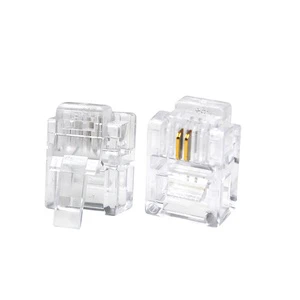 Transparent Cat3 6P2C UTP Connector RJ11 Phone Connector