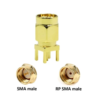 Factory Supply Gold Plated SMA Male Plug Board Edge PCB Connector 6.5mm*6.5mm Edge Mount RF Coaxial Connector RoHS in Stock