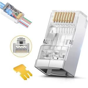 Cat5 Cat6 RJ45 Shielded Connector Ethernet Crystal Plug 8P8C Modular Plug Network Cable Connector for LAN Cable
