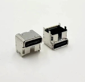 16-Pin USB Type C Socket USB 3.1 Female Connector Right-Angle Surface Top Mount Shielded I/O Receptacle 5A 100V AC PA9T Housing