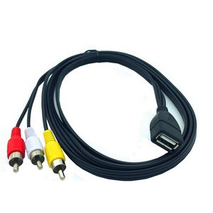 5ft USB 2.0 Female Connector to 3 RCA Male AV Video Adapter Cable for TV PC