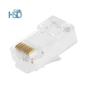 100 Pcs/pack CAT6 RJ45 Ethernet Network Male Connector 8 Pin Unshielded 8P8C Modular Plug Connectors Pure Copper 1000 Mating