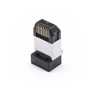 8P8C RJ45 Connector Plug PCB Mount Ethernet Modular Connector Male Network Port Black PVC for Audio Video Devices