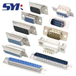 SYK RS232 Serial Port DB9/15/25/37P Welded Wire Male Female COM Port VGA Socket 90-degree Bent Pin D-sub Connector for PCB
