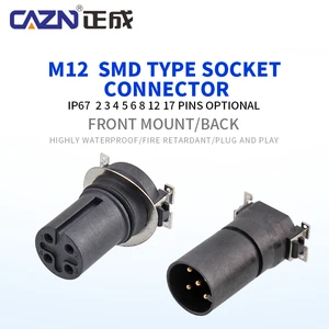 Hot Selling M8 SMD Field Device Connectors 4POS D-Code 3/4/5/6/8-Pin Straight Flush Type Surface Mount Male Female Socket