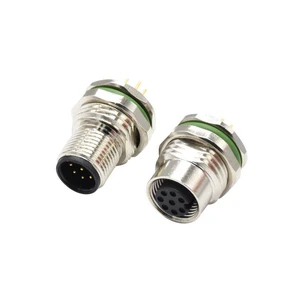 IP67 Waterproof M12 8Pin Male Female PCB Mount Connector, 4A 600V Zinc Alloy Industrial Circular Connector For Automation