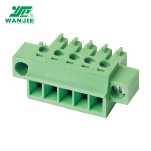 Wanjie Plug-In Automotive Terminal Block 3.5mm/3.81mm Pitch 300V 8A Brass 28-16AWG Conductor 2-24 Pole PCB Compatible
