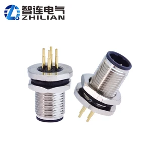 ZLconnector IP67 Waterproof M12 Male Back Panel Mount PCB Socket D Code 4 Pin Silver Nickel Plated Brass Connector Model