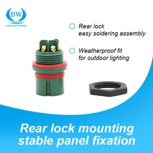 M25 3+6 Core Male Rear Lock Mounting Connector Solder Type IP67 Waterproof 600V/60V 20A/7A Hybrid Circular Panel Joint