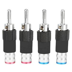 RASANTEK Factory High End Self Locking Type Audio Video Connector Electroplated Bright Chrome Shell Banana Plug HIFI Connector