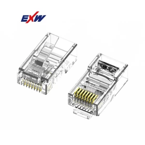 EXW ethernet RJ45 conector Cat5e Cat6 pass through 8P8C modular plug UTP insert Cat6 RJ45 connector
